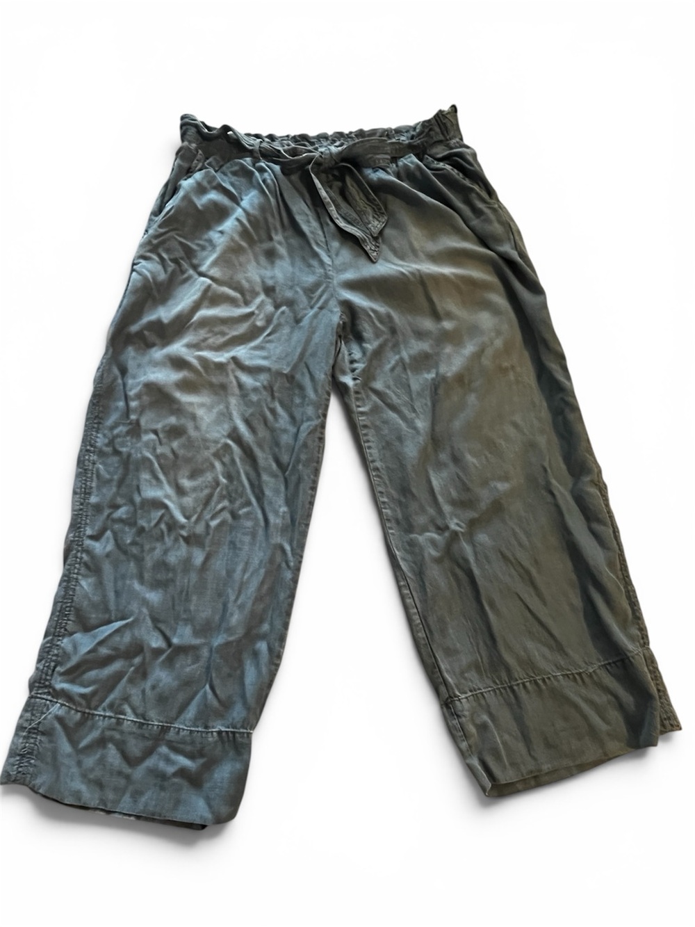 Womens Blue Lightweight Wide leg Pants Casual Pull On Relaxed Summer Size XL